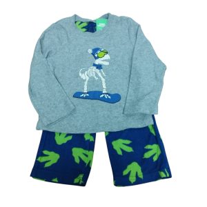 PIJAMA MICROPOLAR PANT/BUZO GRIS AZUL DINOSAURIOS SACKS T 2 FR GT