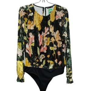 BLUSA BODY TERCIOPELO VERDE FLORES ZARA T L