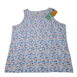 MUSCULOSA ALG BCA NARANJA CELESTE DIBUJOS BAS T6 NUEVA