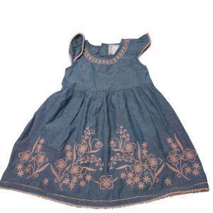 VESTIDO TIPO JEAN FLORES HILO ROSA POIM T1