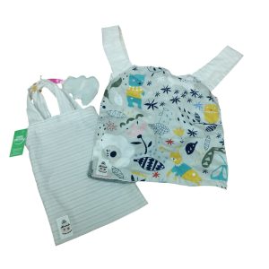 SILLA PORTA BEBE MUÑECAS EN BOLSITA BLANCA RAYAS LILA MI MUNDO
