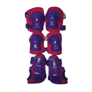 PROTECTORES EN ESTUCHE FUCSIA VIOLETA OXELO XS 6/10AÑOS