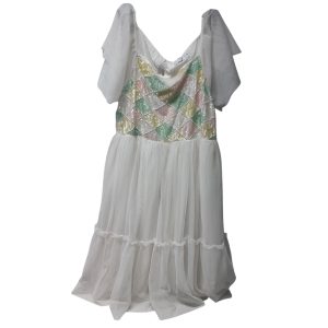 vestido zara t 13-14 blanco tul brillos plateados lentejuelas colores