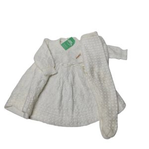 VESTIDO LANA Y PELELE BORDADO RSA COSTADO CINTA DET T6M APROX