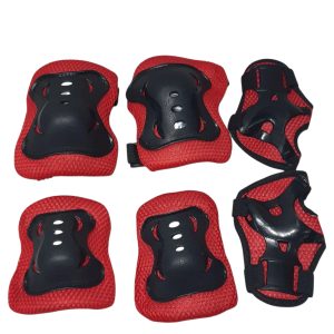 SET DE PROTECCIONES NEGRO ROJO RODILLAS CODOS Y MANOS