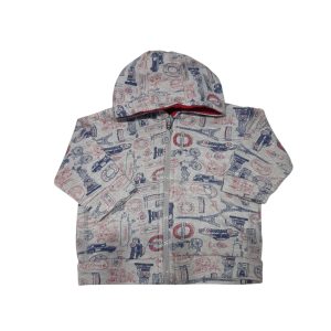 CAMPERA ALG GRIS DIBUJOS EN AZUL Y ROJO TIERRA DE CUENTO T6/9M