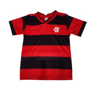 camiseta de futbol flamengo talle 3 rojo negro rayas escudo