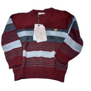 BUZO TEJIDO BORDO GRIS ESCOTE EN V PLAYGROUND T8