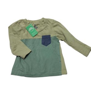 REMERA VERDE DOS TONOS BOLSILLO JEAN BAS T6M