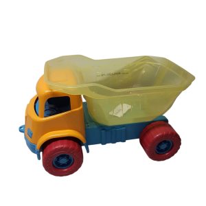 CAMION ANARANJADO CELESTE VOLCADORA VERDE TRANSPARENTE detallecito