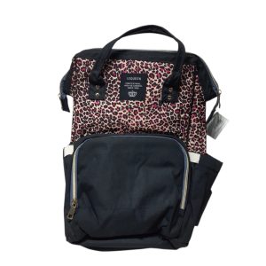 mochila maternal negra print rosado lequeen