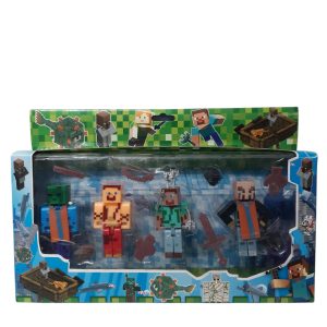 MUÑECOS ESTILO MINECRAFT X4 +9 ACCESORIOS J1072-8