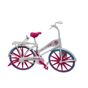 BICICLETA PARA MUÑECA ESTILO BARBIE BLANCA ROSADA CELESTE