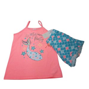 PIYAMA 2P MUSCULOSA ROSADO SHORT CELESTE MERMAID ACCESORIES T11/12