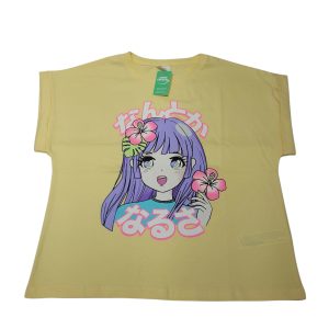 REMERA AMARILLA NIÑA FLOR LETRAS CHINAS ZARA T10