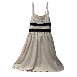 VESTIDO SOLERA ALG CON CROCHET CREMITA NEGRO ZARA T13/14
