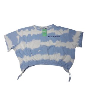 REMERA CORTA ELASTICO PIOLAS CELESTE BLANCO NEW GOALS H&M T10/12