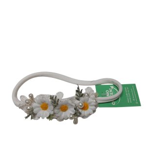 VINCHA ELASTICA BLANCA 3 GIRASOLES