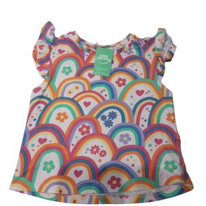 REMERA B LANCA ARCO IRIS FLORES CORAZONES ET CORTADA T2 AP