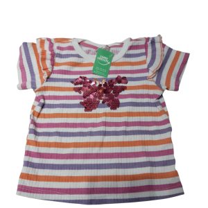 REMERA RAY ANARANJADO ROSADO LILA MARIPOSA T3 AP ET CORTADA FR