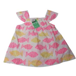 MUSCULOSA BLUSA TELA BLANCA PECES ROSADOS AMARILLOS KIDZ T24M