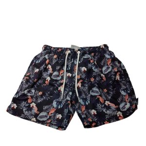 SHORT DE BAÑO GRIS HOJAS FLORES AZUL BCO NARANJA PIOLAS MISTRAL T12