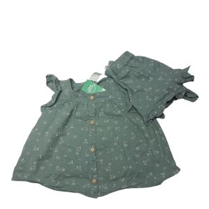 CONJ BLUSA Y SHORT VERDE FLROES H6M T6/9M
