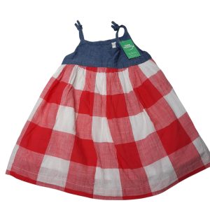 VESTIDO SOLERA CUADROS ROJO BCO JEAN GAP T12/18M