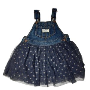 VESTIDO JEAN POLLERA TUL CORAZONES DORADOS OSH KOSH T18M