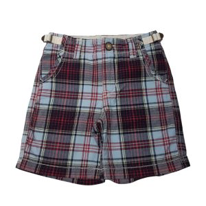 BERMUDA CUADROS CELESTE AZUL ROJO GAP T3