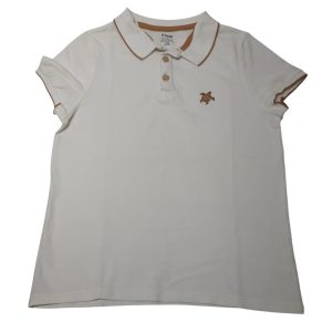 REMERA PIQUE CUELLO BCO BORDE MARRRON KIABI T10