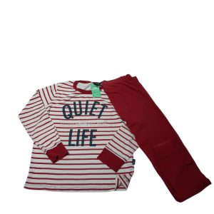 CONJ REMERA Y PANT PIYAMA BCO ROJO HERING T8 QUIET