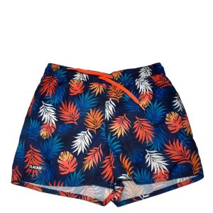 SHORT DE BAÑO AZUL HOJAS DE COLORES OLAIAN T6AP