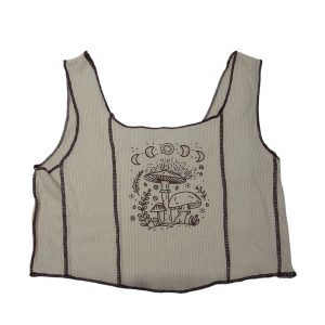 MUSCULOSA HILO BEIGE BORDE MARRON HONGOS SHEIN 11/12