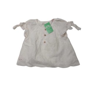 BLUSA BLANCA BRODERY FLORES BOTONES ZARA BABYGIRL T6/9M