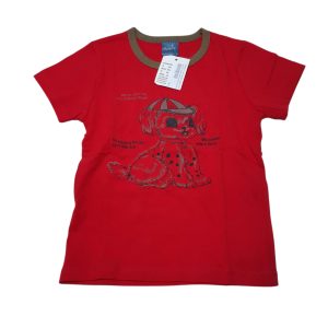 REMERA ALG ROJA BORDE VERDE PERRITO SNOOPY TIENDAS MONTEVIDEO T4 NUEVO