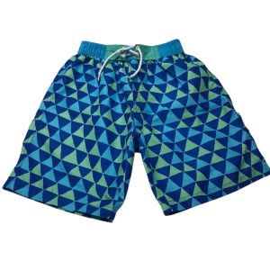 BERMUDA DE BAÑO TRIANGULOS CELESTE AZUL VERDE PIOLAS BCAS SACKS T8