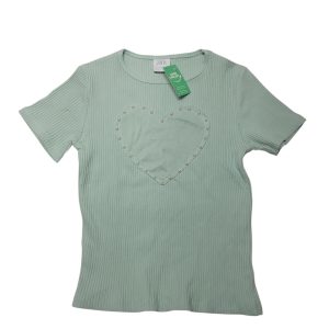 REMERA VERDE CORAZON PERLITAS ZARA T11/12