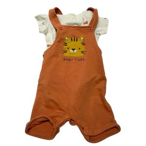 CONJ ENTERITO CORTO Y BODY ALG BCO NARANJA BABY TIGER TEDDY T3/6M
