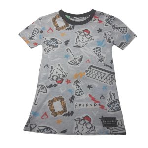 REMERA GRIS DIBUJOS VARIOS FRIENDS T6 T12APROX FR