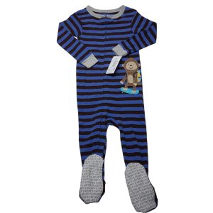 PIJAMA ENTERO ALG RAYAS AZUL MARRON CARTERS T18M NUEVA