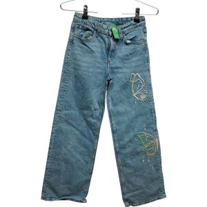 JEAN RIDE LEG BORDADO MARIPOSAS H&M T 9-10 manchi