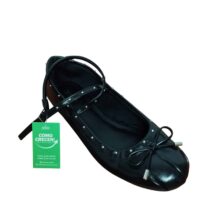 GUILLERMINA NEGRA PERLITAS PLATEADAS MOÑITA SATINATO T 36