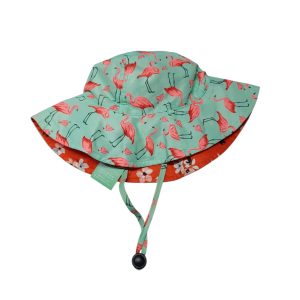 GORRO REVERSIBLE TURQUESA FLAMENCOS NARANJA FLORES