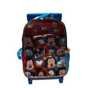 MOCHILA CARRITO DISNEY ROJO AZUL CARAS MICKEY