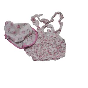 MALLA CON CAPELINA ELASTICOS ROSA FLORES BB