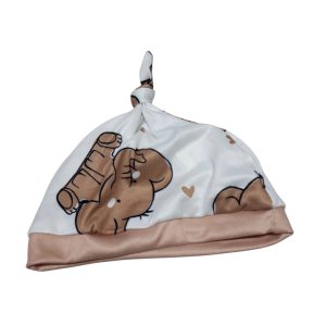 GORRO BCO MARRON ELEFANTES EN TONO NUDITO BB