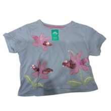 REMERA CELESTE FLORES LENTEJUELAS FUZARKA T11/12